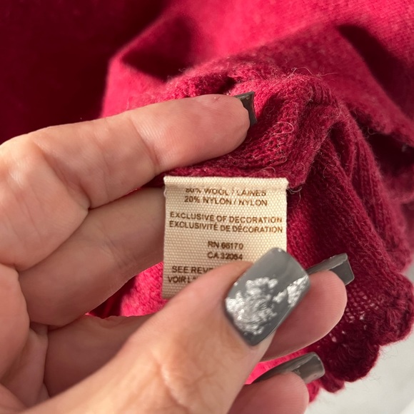 Free people burgundy floral embroidered wool pullover babydoll sweater size XS - Picture 5 of 5